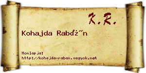 Kohajda Rabán névjegykártya